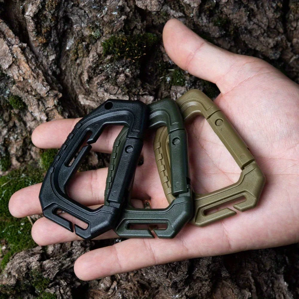 5Pcs Big D-type Plastic Steel Tactical Molle Quick Hook Hanging Buckle Clip Outdoor Camping Backpack Bag EDC Tool Accessories