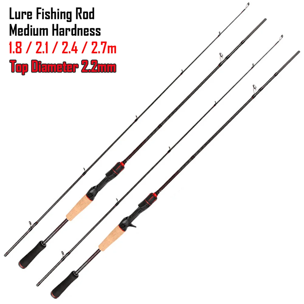 Medium Hardness Carbon Fiber Lure Carp Trout Fly Fishing Rod Spinning and Casting Rod 1.8/2.1/2.4m Boat Raft Stream Fishing