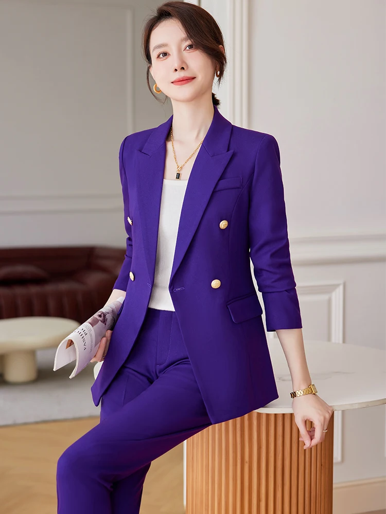 Zweiteilige Damenhose, Elegant, Blau, Schwarz, Marineblau, Damen Hosenanzug,  Damen Arbeitskleidung, Formelle Jacke Und Hose, Weiblicher Business Blazer,  2er Set Von 50,34 €