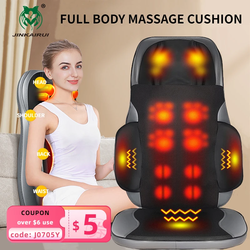 ElectricFullBodyMassageCushionChairPadSeatHeatShiatsuDeep
