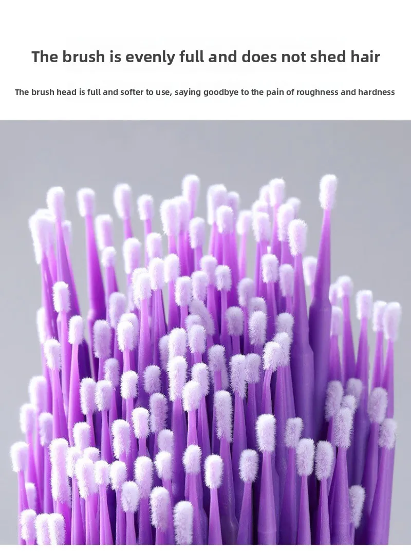 100pcs Eyelash Cleaning Brushes Micro Cotton Swab Individual Removing Makeup Brush Eyelashes Microbrush Beauty Clean Tools