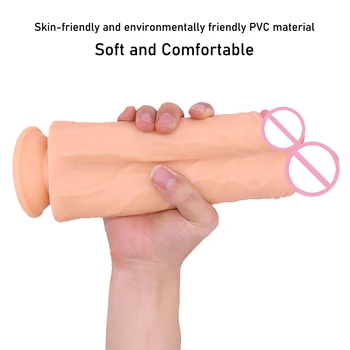 Huge Conjoined Double Dildos Two Penis Penetration Big Double Glans Dick Soft Realistic Phallus Sex Toys for Women Masturbation 4
