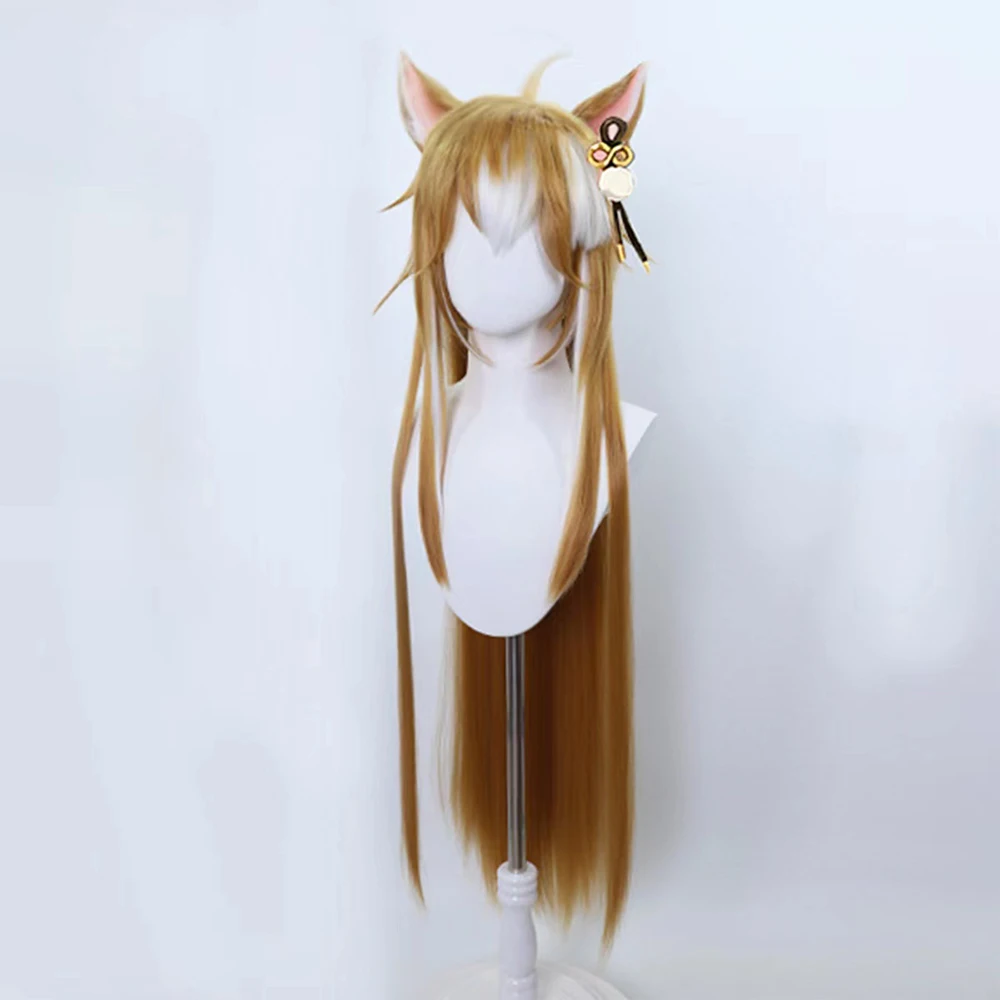 Genshin Impact ̽  ڽ  ׶Ʈ ռ  Ӹī Gorou Cosplay Wig With Plush ears