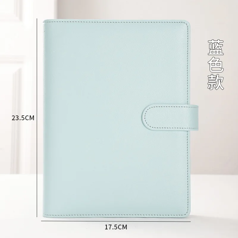 Compact PU Leather Binder Wallet with Magnetic Closure, Refillable 6-Ring Planner Cover