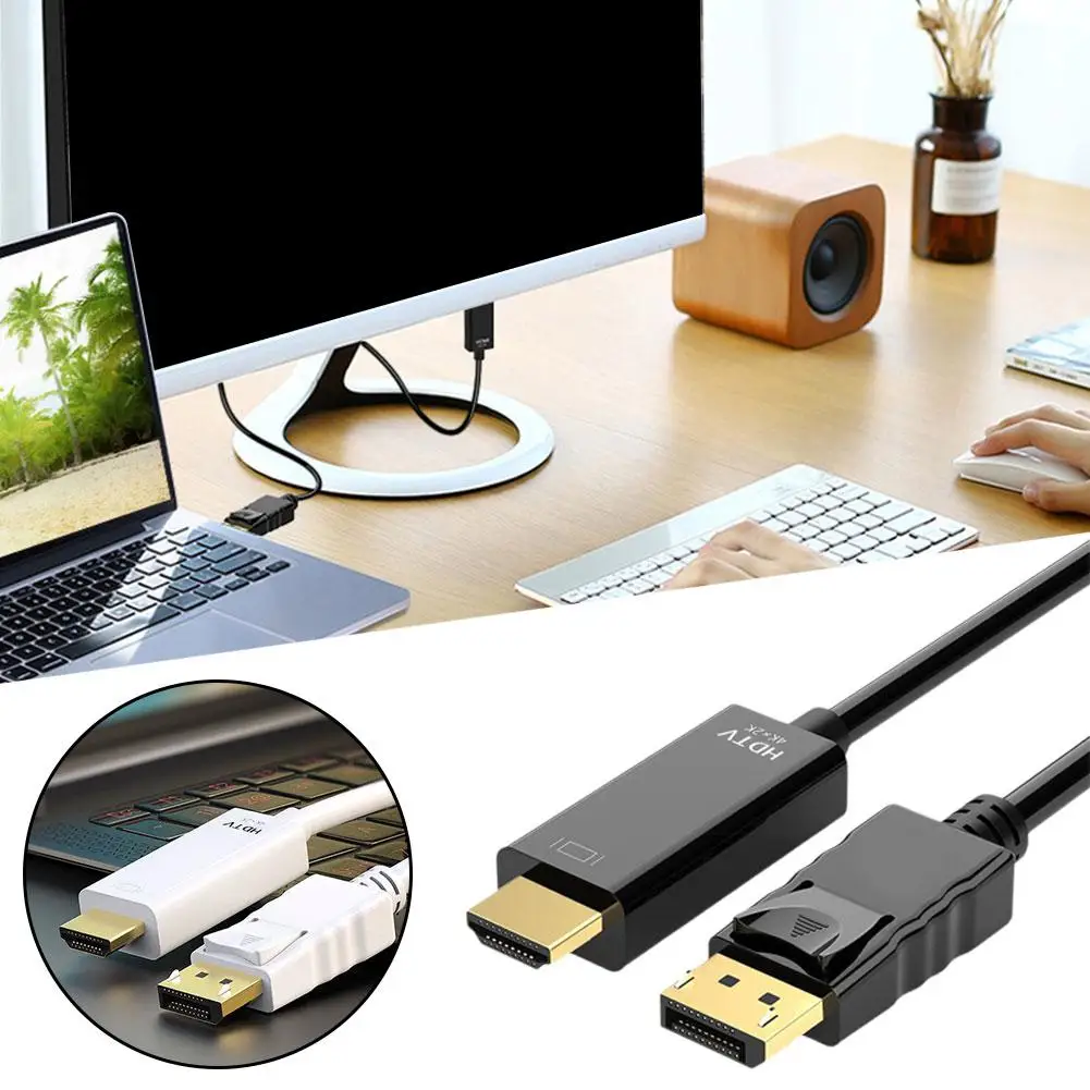 DP-HDMI 호환 데스크탑 그래픽 카드 디스플레이 디스플레이 포트 비디오 케이블, HDMI 4K 케이블, HD-깜박임 없음, A2Z8 호환