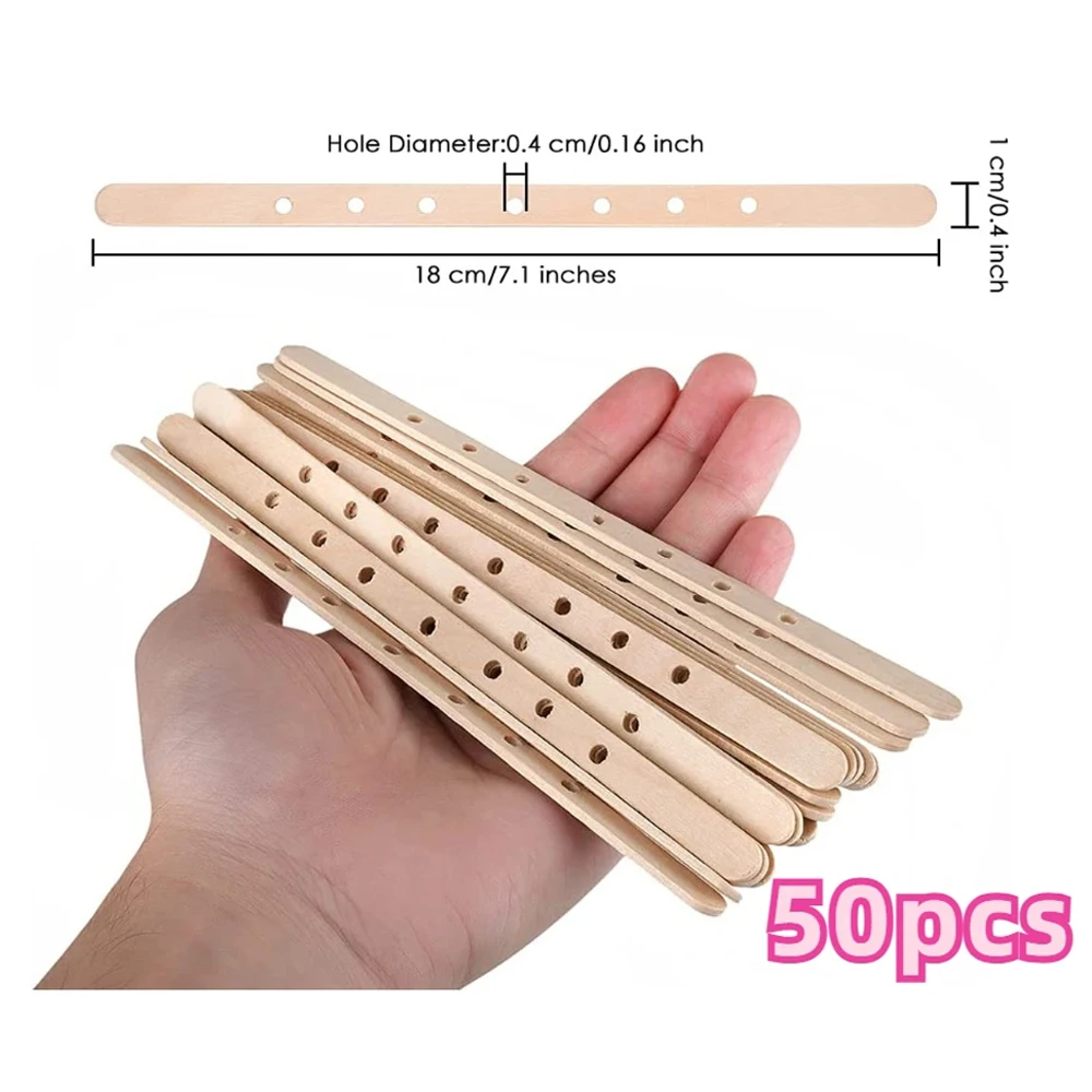 50 Porta Stoppini In Legno Per Candele Fai Da Te – Dispositivi Di Centraggio Da 114x10mm