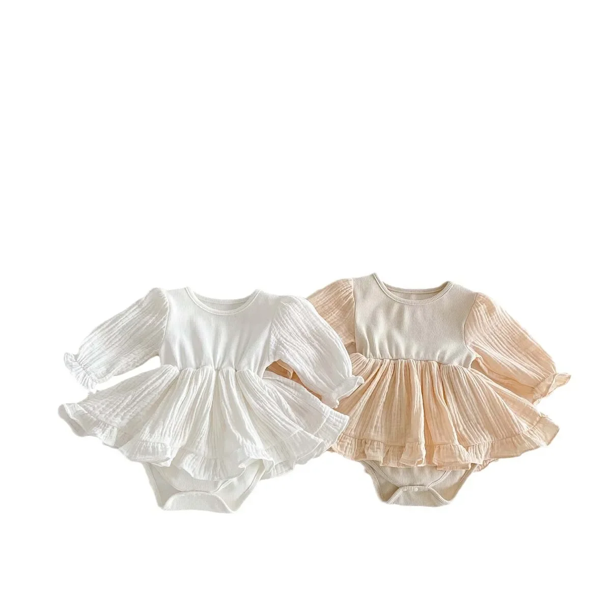 Spring Newborn Princess Onesie Cotton Baby Girl Outfit Korean Style Full Month Going out Clothes Trousers Included