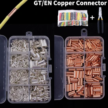 100Pcs Copper Connecting GT Crimp Terminals Pipe Wire Joint Small Terminal Cable Lug Tube EN Wire Connector Assortment Kit