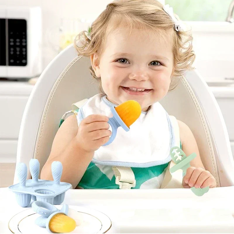 5PCS Baby Fruit and Vegetable Teether BPA Free Silicone Hand Ring Food Supplement Squeezing Rabbit Shape Bite Feeding Tableware fruit food feeder