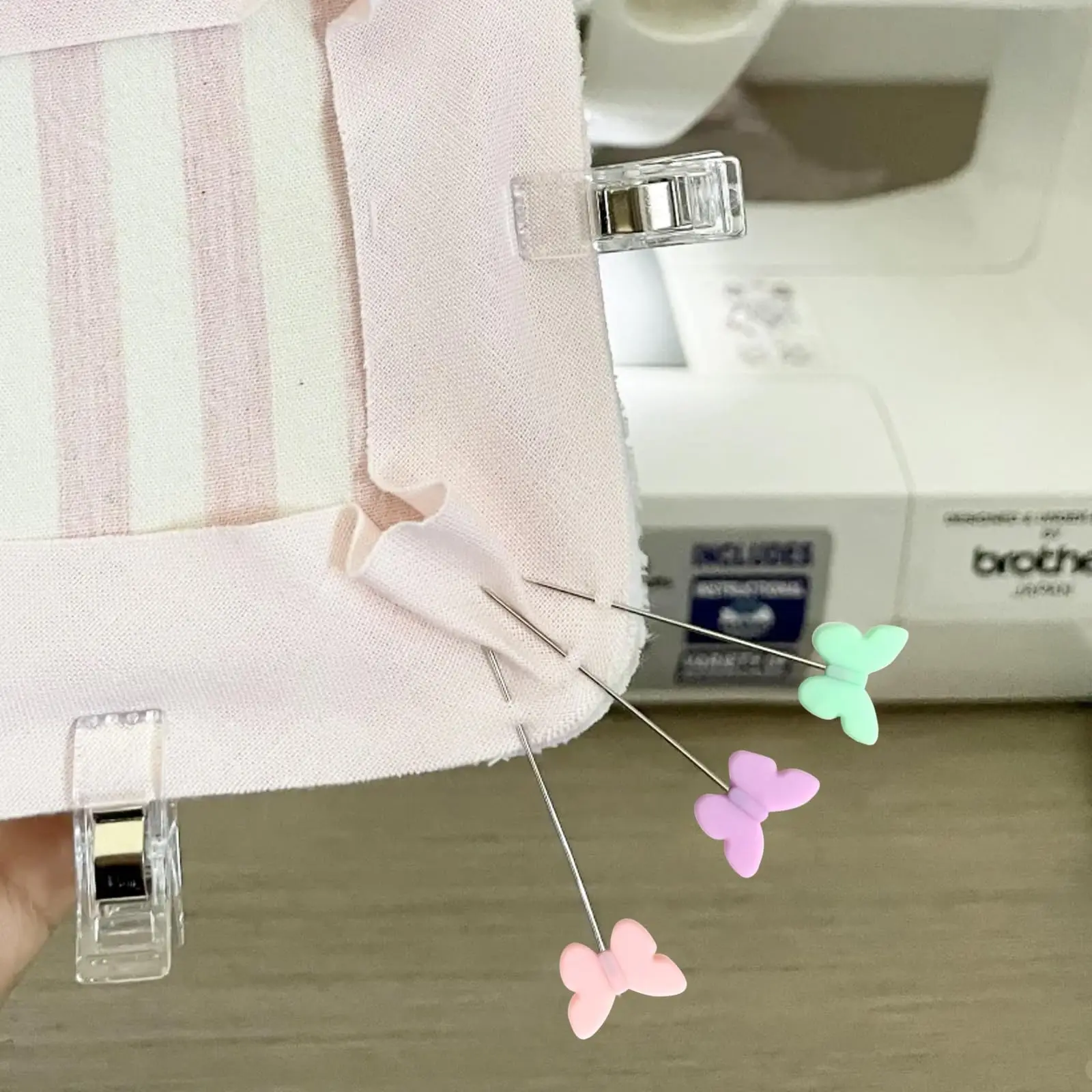 100개 컬러 재봉핀, 원단용 플랫 헤드 직핀, 보관함 포함, 재봉사, 재봉 프로젝트, DIY 공예용