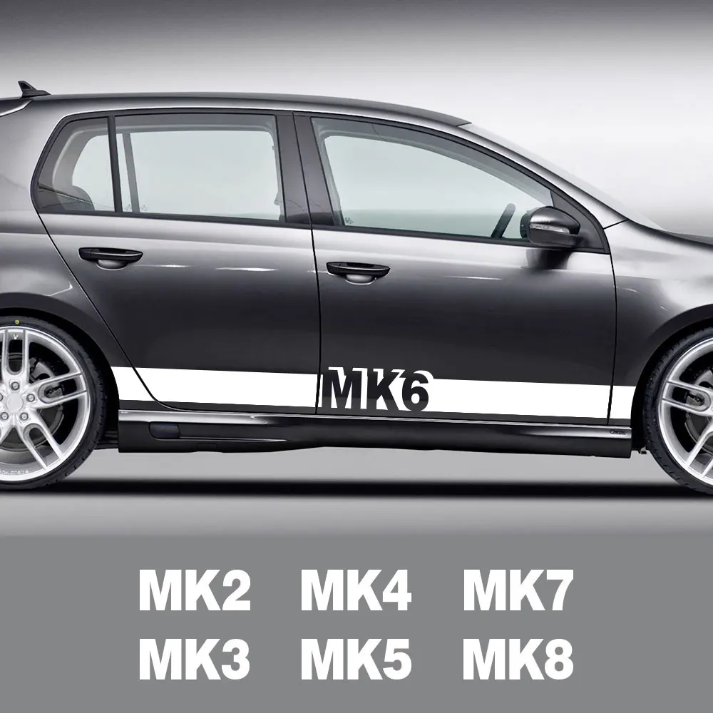 

2Pcs Car Door Side Stickers Skirt Decals Auto Film Decoration Accessories For Golf 7 4 5 6 8 MK8 MK7 MK6 MK5 MK4