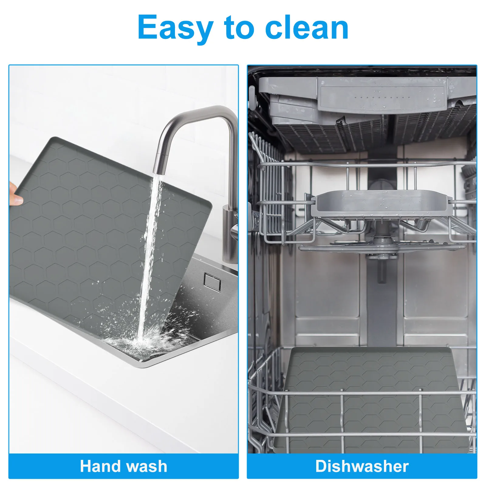 Mini Fridge Silicone Mat 60x60cm Under Washing Machine Mat Non-slip Mini Drip Pan with Raised Edges Anti scratch Floor Protector