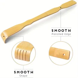 Premium Bamboo Back Scratcher with Massage Roller - Long Wooden Body (Wooden)