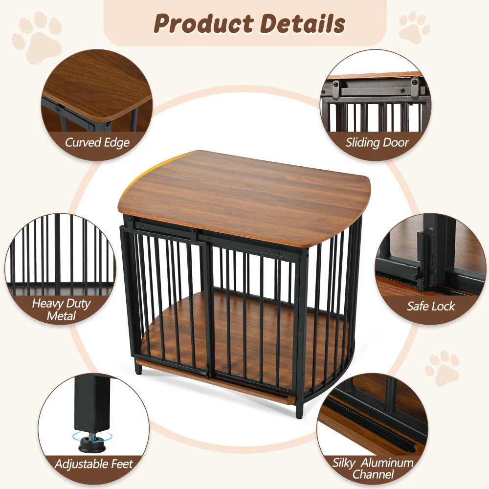 31.5" Furniture Style Dog Crate for Small and Medium Dogs, Wooden Cage Indoor Kennel Furniture, Modern Dog Crate End Table 6