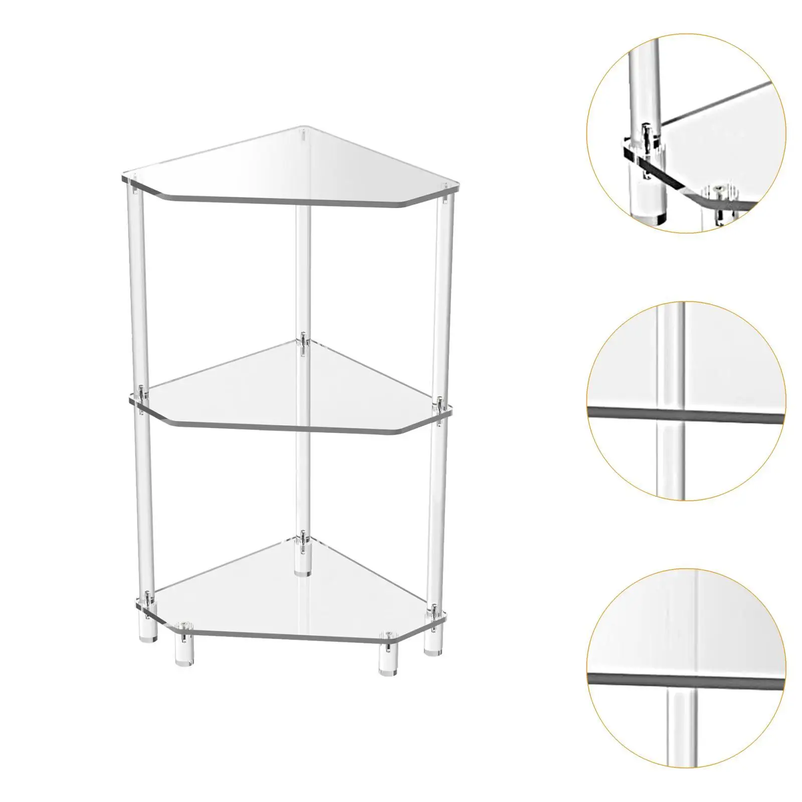 Acrylic Corner Side Table, Corner Shelf Stand, Easy to Clean End Table, 3 Tier for Home Bedroom Small Space Bedside Acrylic Corner Side Table, Corner Shelf Stand, Easy to Clean End Table, 3 Tier for Home Bedroom Small Space Bedside