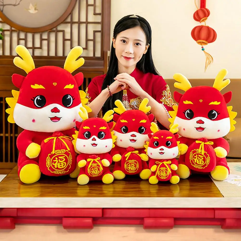 

Cartoon Zodiac Dragon Plush Doll Hold Red Lucky Bag Three-dimensional Red Dragon Plushies Soft Stuffed Animal Pillow 2024 Chines