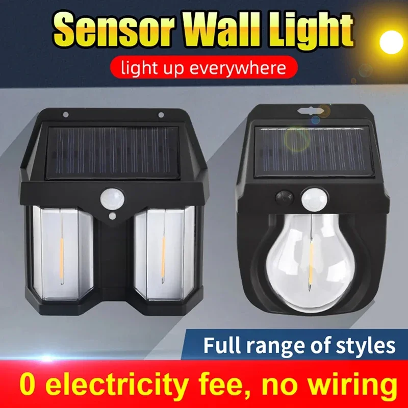 Outdoor Solar LED Wall Lamp Human Body Induction Street Light Garden Courtyard Waterproof Decoration Lighting Night Light