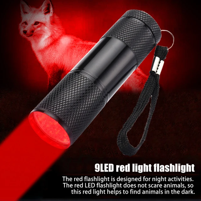 Minilinterna portátil de 9 LED, luz roja para caza, luz infrarroja