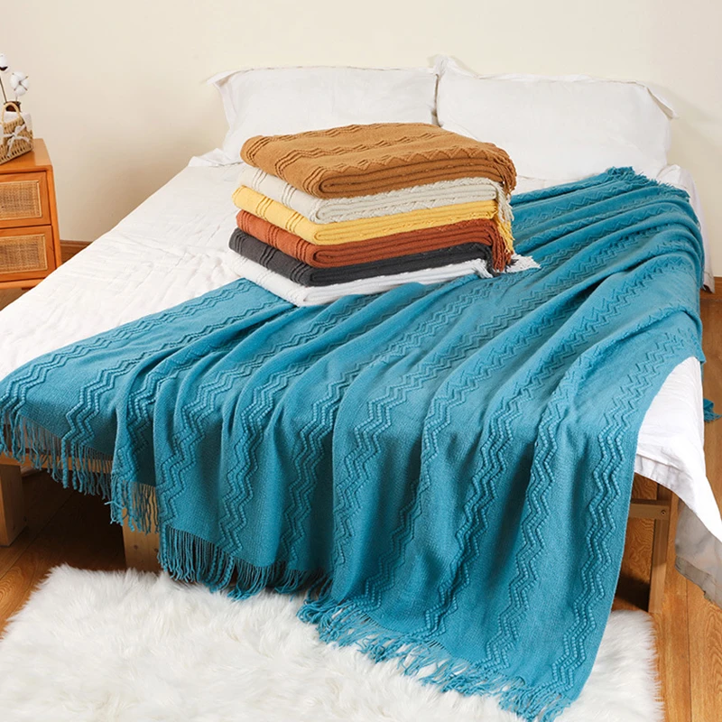 

Soft Knit Blanket Nordic Waffle Plaid Sofa Throw Blankets Office Travel Tapestry Bedspread Bed Sofa Cover Home Textile Supplies