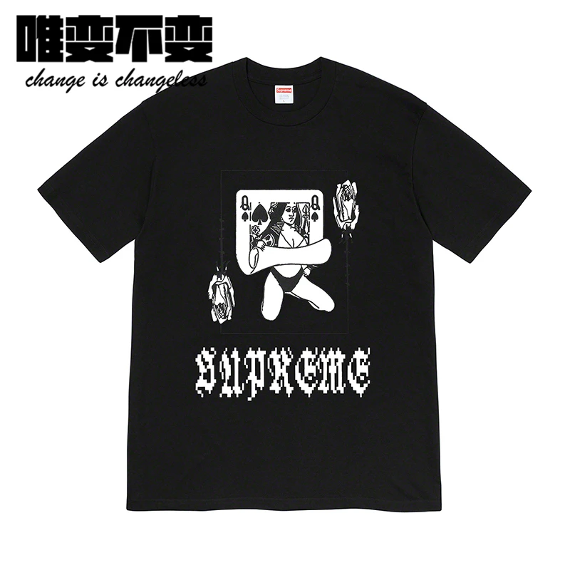 Loose short sleeved t shirt short sleeve top American Brand SUP Spring and Summer Card Q Printing Daily Sports Travel Men and Women The Same T-shirt