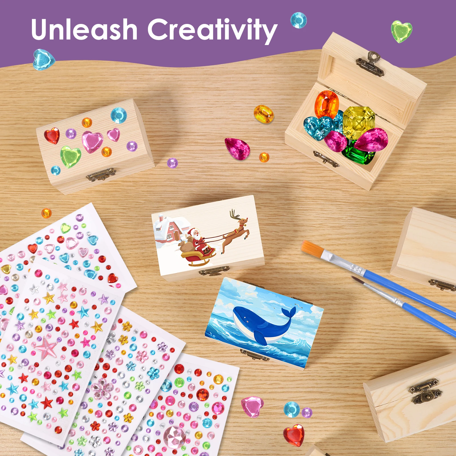 10Pcs Mini Wooden Box with Hinged Lid Unfinished Unpainted Wooden Boxes for DIY Crafts Jewelry Storage
 Box Xmas Girls Gifts