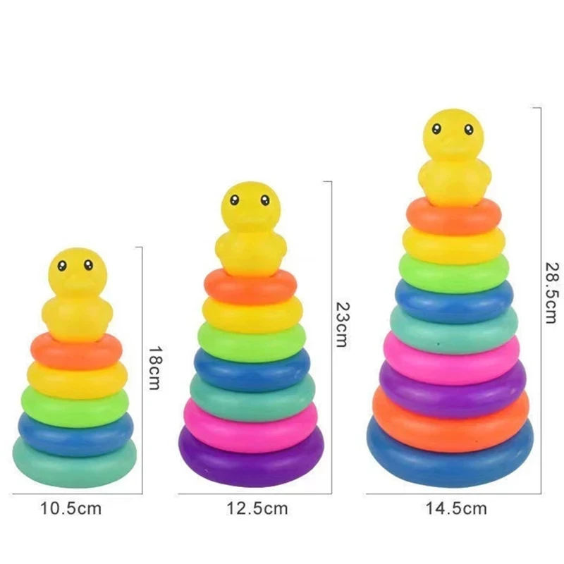 Montessori Rainbow Stacking Toys Toddlers 1-3 Early Education Learning Stacking Tower Soft Ring Stacker Baby Toys 6 12 Month