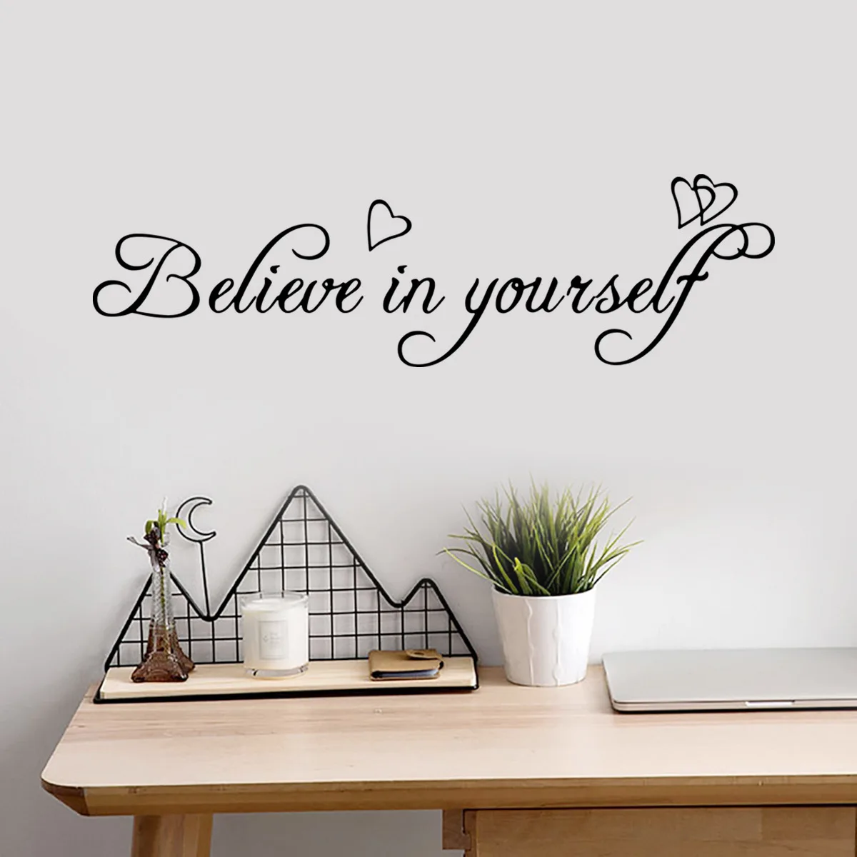 15*45cm English Inspirational Slogan Believe In Yourself Wall Sticker Background Wall  Living Room Decoration Mural Wall Sticker