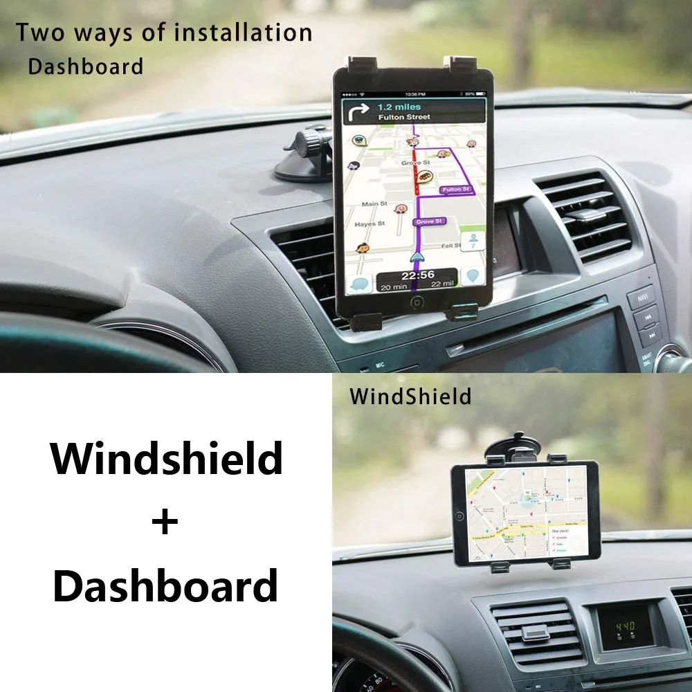 Soporte universal giratorio de 360 grados para parabrisas de coche, para  iPad Air 2, iPad Mini, iPad Mini 2, iPad Mini 3, iPad 2, iPad 2, iPad 2,  iPad