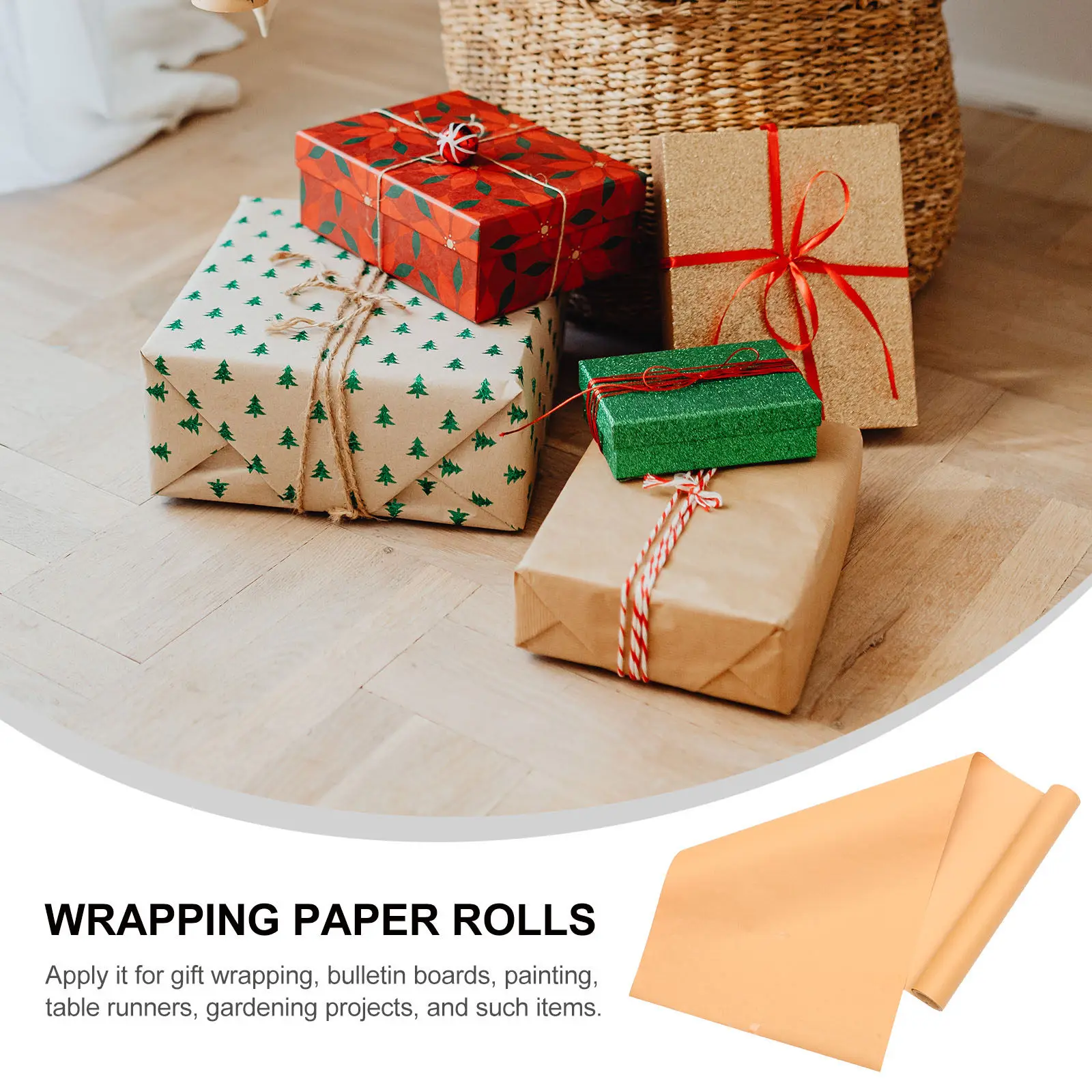 갈색 공예 종이 롤 1롤 포장용 이사 배송 꽃다발 테이블 커버 DIY 장식 포장용 종이 랩