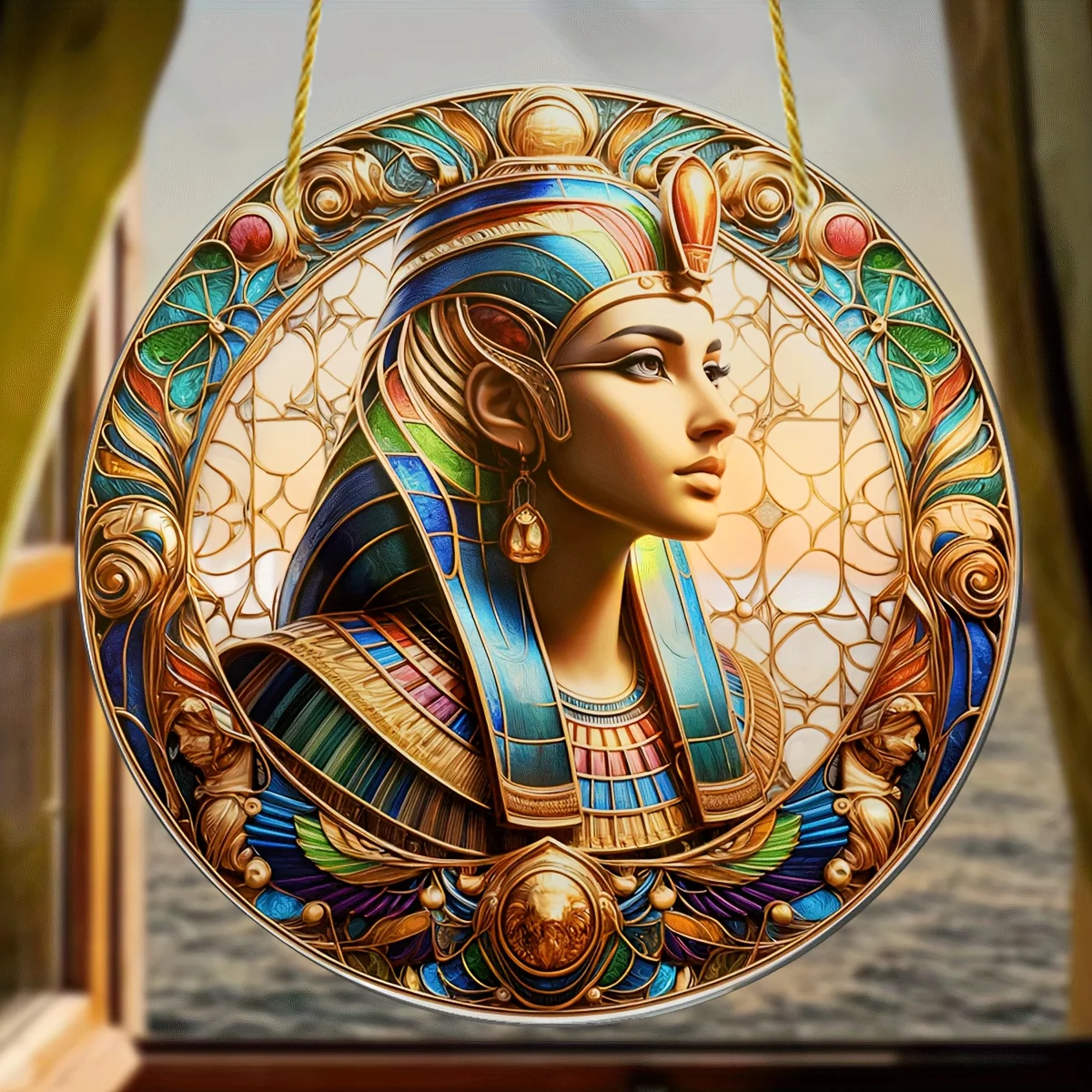 Glam Style Acrylic Decorative Sign&Plaque,Egyptian Goddess Bastet Sun Catcher,Symbolic Religious Theme,Wall Hanging,Home Decor - Image 4