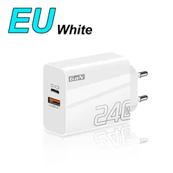 Universal 240W USB - C Fast Charging Wall Adapter with QC 3.0 Technology - EU Charger white