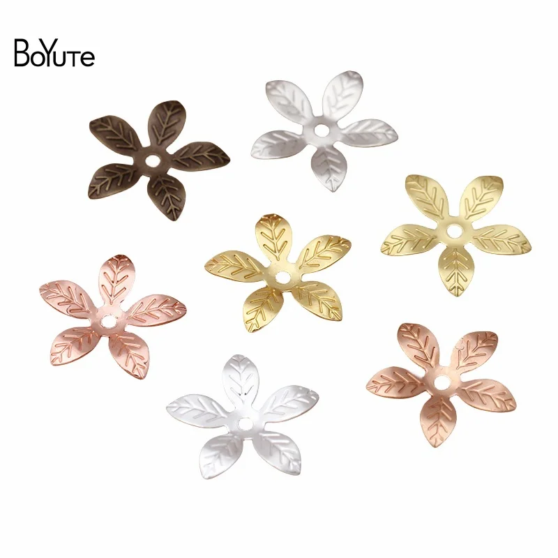 

BoYuTe Jewelry Making Supplies (200 Pieces/Lot) 15MM Metal Brass Diy Flower Bead Caps Materials