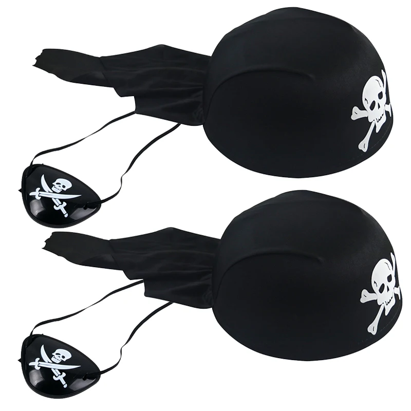 1/2set Pirate Hat And Eye Patches Halloween Cosplay Captain Cap Props Costume Accessories for Kids Birthday Party Decorations for party hat