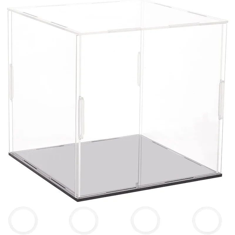 1pcs Clear Acrylic Display Case with Black Base & 4 Pcs