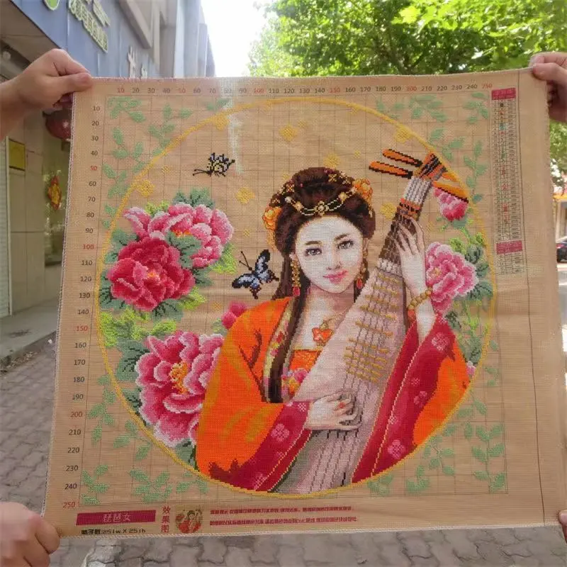 

Вышивка крестиком ручной работы, красивое изображение девушки пипы в спальне, гостиной и гостиной 70*70