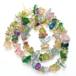 Natural Stone Beads for Jewelry Making - Irregular Crystal Quartz Gravel Beads, 16 - Inch Strand (Colored glaze)