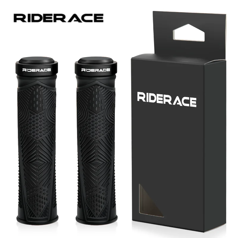 RIDERACE Bicycle Grips Lock on Non-Slip Bike Handle Bar Cover For Mountain TPR Shockproof Ergonomic Cycling Handlebar Grips