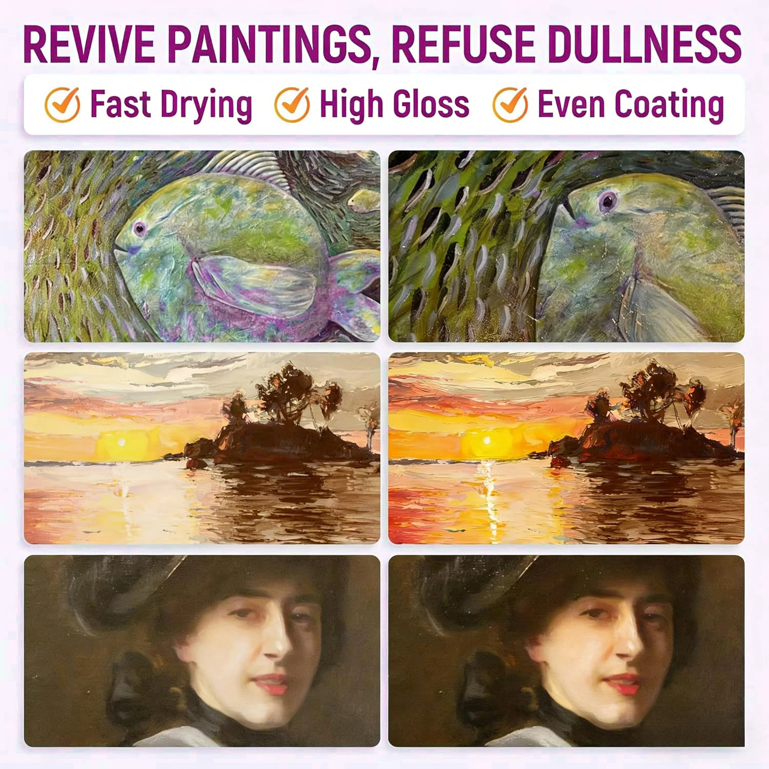 High Gloss Clear Varnish for Artwork - Non-Yellowing & Anti-Crazing Finish