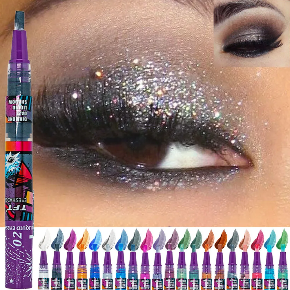 Glitzernder Lidschatten Stift Liquid Highlighter Wischfest Glanz_voghion.com