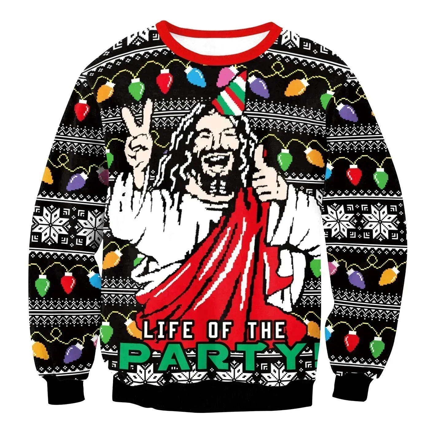 thumbnail image 1 of Suéteres navideños para hombre, suéteres navideños con renos, estampado 3D, cuello redondo, ropa para parejas, sudaderas para fiestas navideñas, 1 of 5