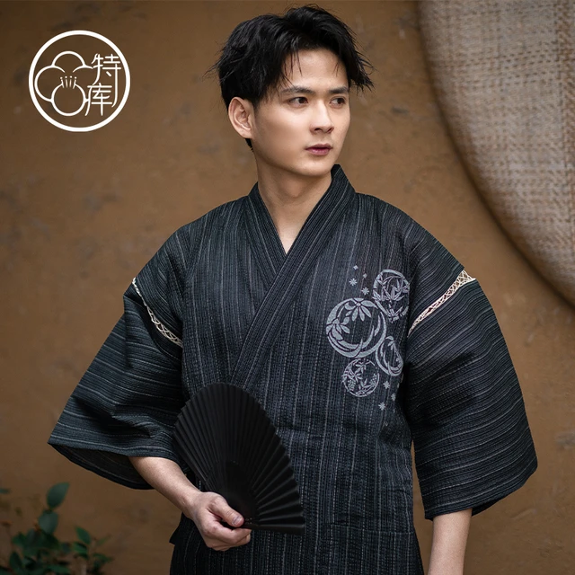 Traditional Japanese KIMONO Fashion YUKATA Summer Men Long Robes With Belt  95% Cotton Pajamas Set Male Sleepwear Bathrobe - AliExpress