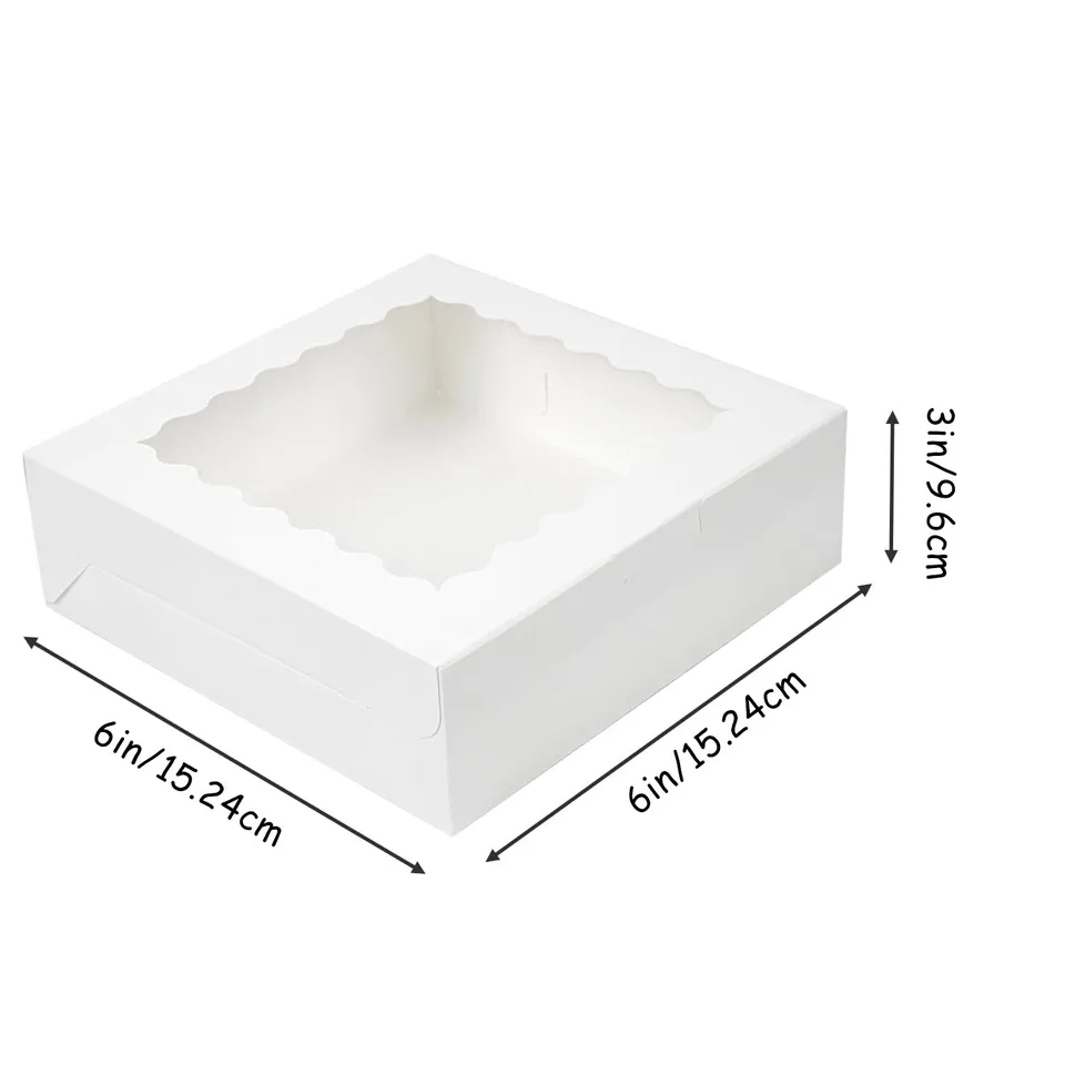 30 Scatole Da Forno Con Finestra 15.2 Cm – Bianche, Per Torte, Biscotti, Cupcake, Con Corda Di Iuta E Adesivi Ringraziamento