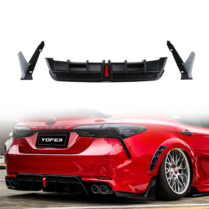 

Yofer upgrade glossy black car accessories body kit rear bumpers lip aprons diffuser bumpers For Toyota camry