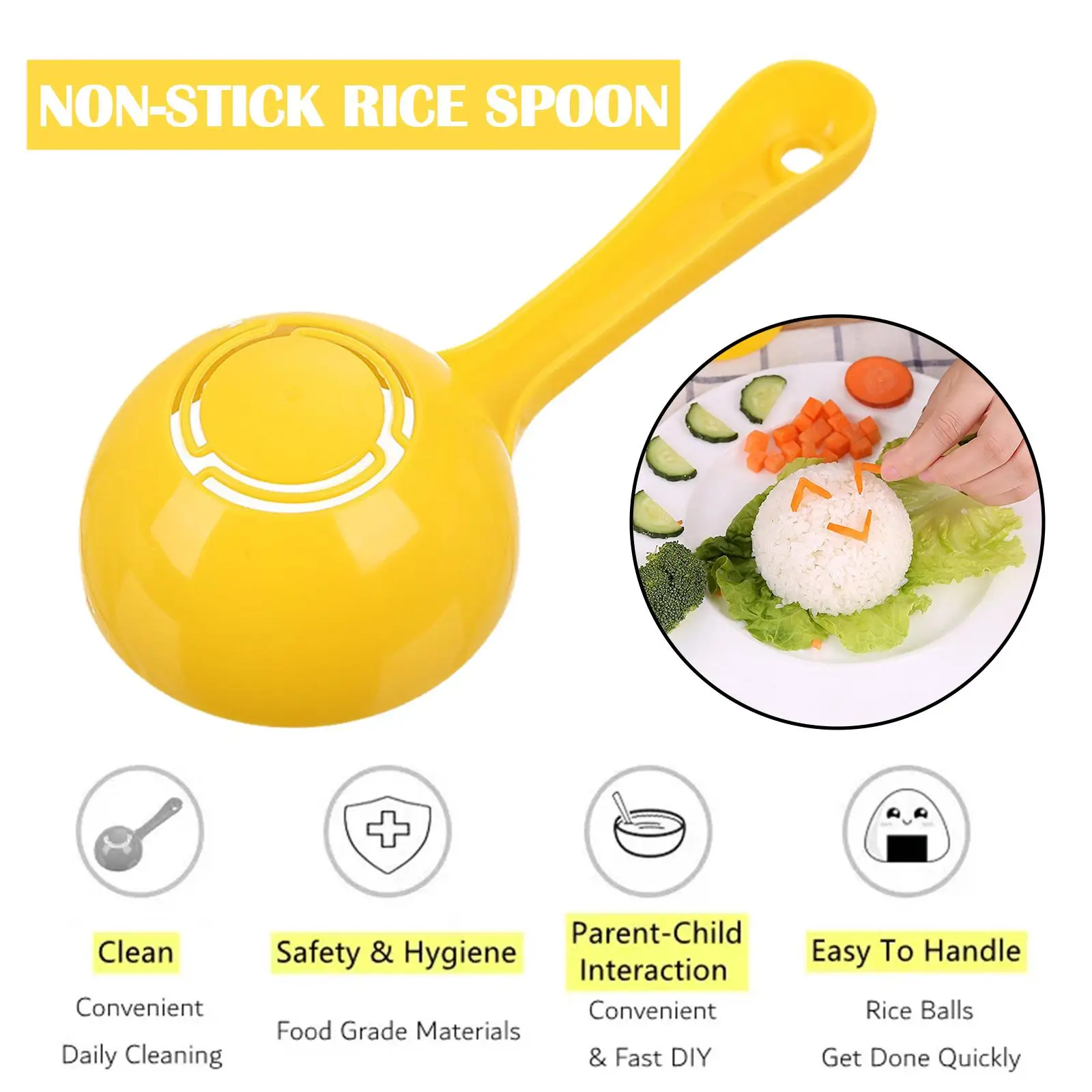 Rice Scoop Mold Non-stick DIY Sushi Mold Rice Ball Spoon Half Round Cooke Spoon 1pc Kitchen Accessory Tool