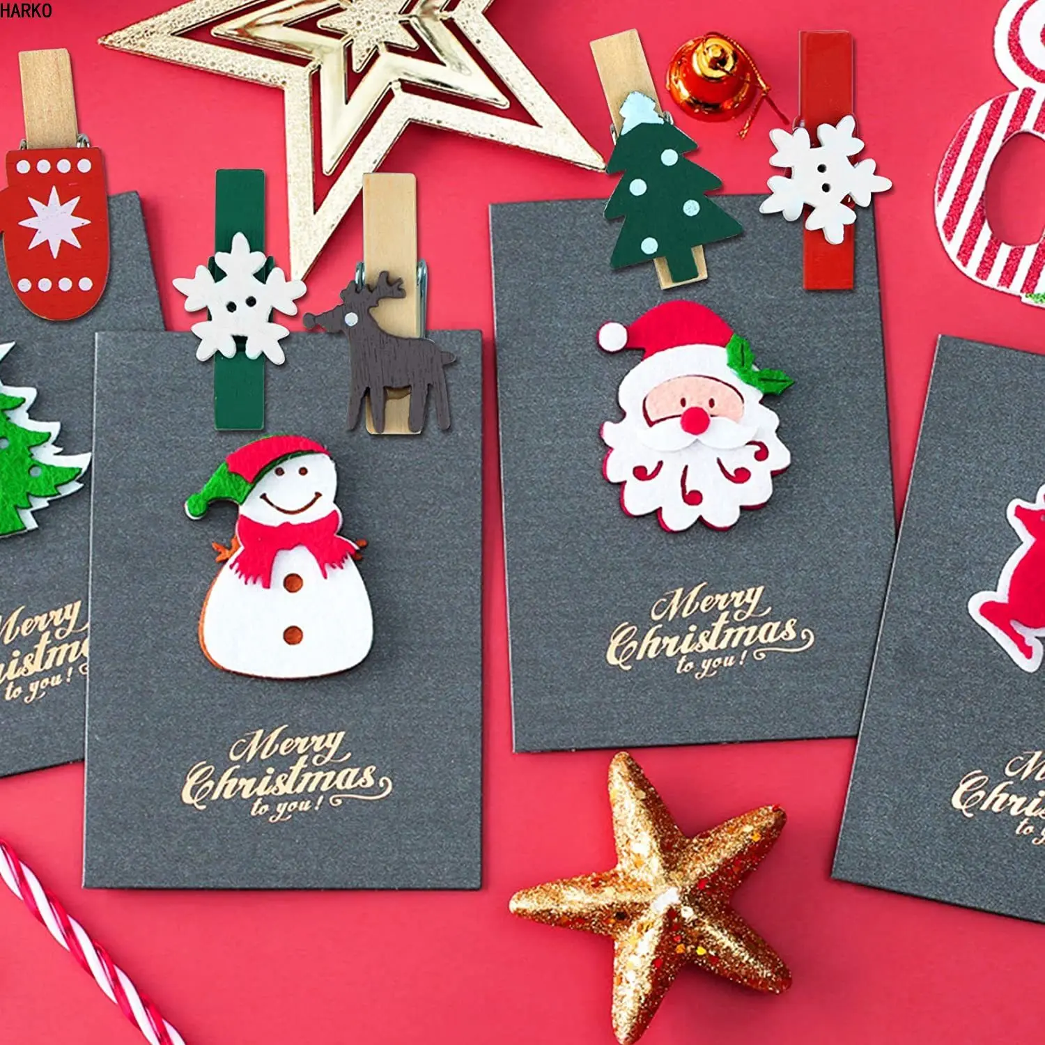 10pcs Christmas Wooden Clips New Year Party Decoration Photo Wall Clip DIY Christmas Ornaments for Home Xmas Tree
