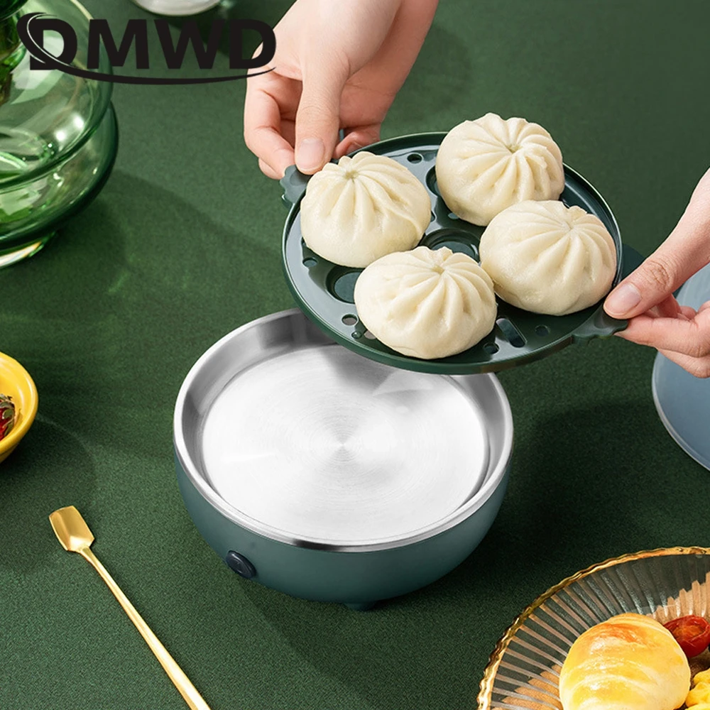DMWD Household Electric Egg Cooker Mini Food Steamer Egg Boiler Breakfast Machine Custard Maker Automatic Power Off 220V