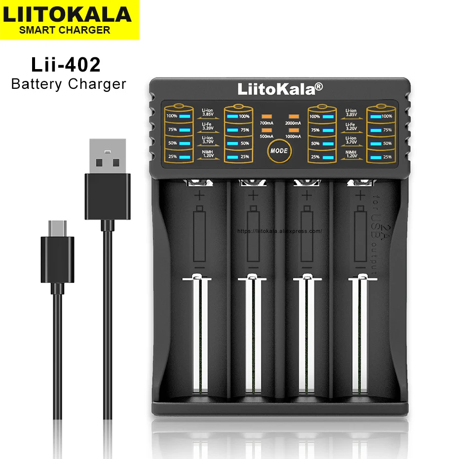 Charger Adapter Battery Charger USB Charging Cable Battery Charger Adapter LiitoKala Lii-S2 Lii-402 Lii-202 Lii-500 Lii-PD4 3.7V 3.2V 18650 18350 18500 21700 14500 26650 AA NiMH Lithium-Battery Charger