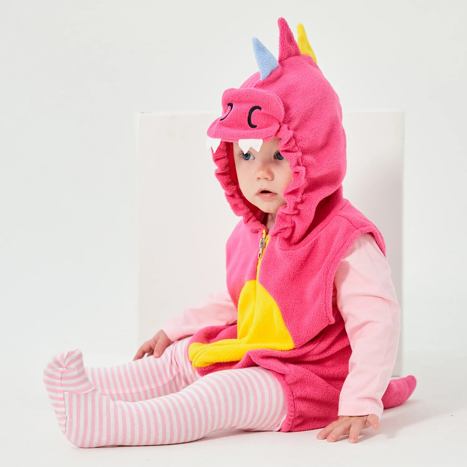 

Infant Baby Girl's Pink Dinosaur Romper Bodysuit Costume Hoodie Short Photography Purim Halloween Fancy Dress 0-24M