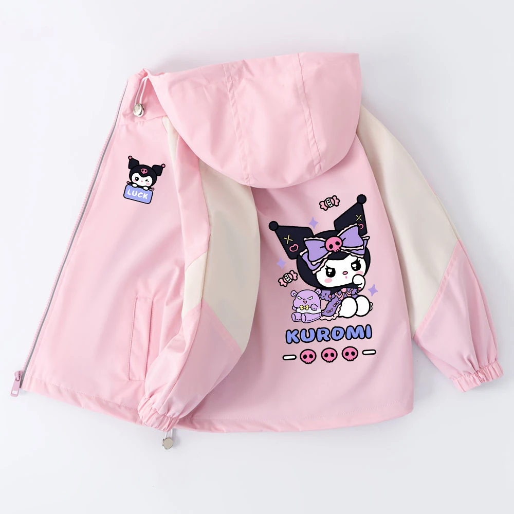

Kawaii Sanrio Kuromi Girls Outdoor Sport Jacket Wind Breaker Cartoon Anime Zipper Jacket Coat Spring Autumn Clothes for Kids