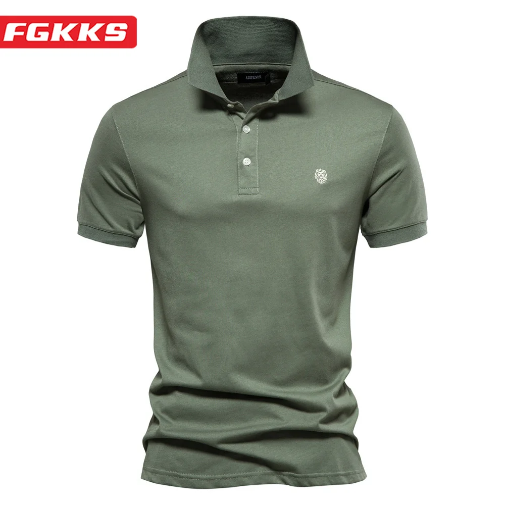 

FGKKS 2023 Outdoor Casual Polo Shirt For Men Pure Cotton Breathable Short Sleeve Street Wear High Quality Polo Shirt For Men